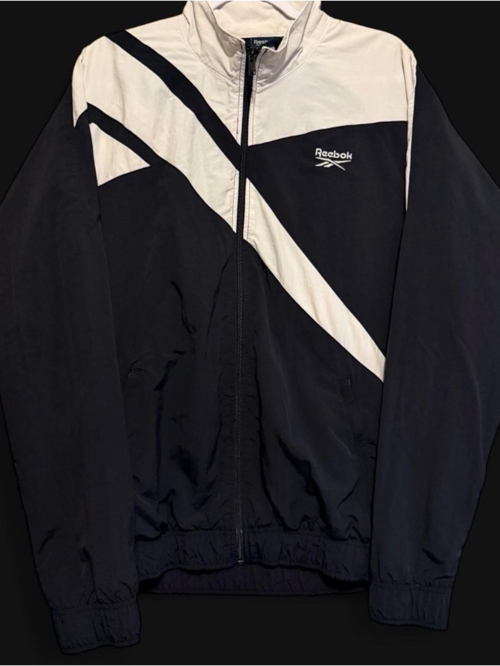 VINTAGE Reebok Colorblock Windbreaker
Track Jacket - Black & White Large